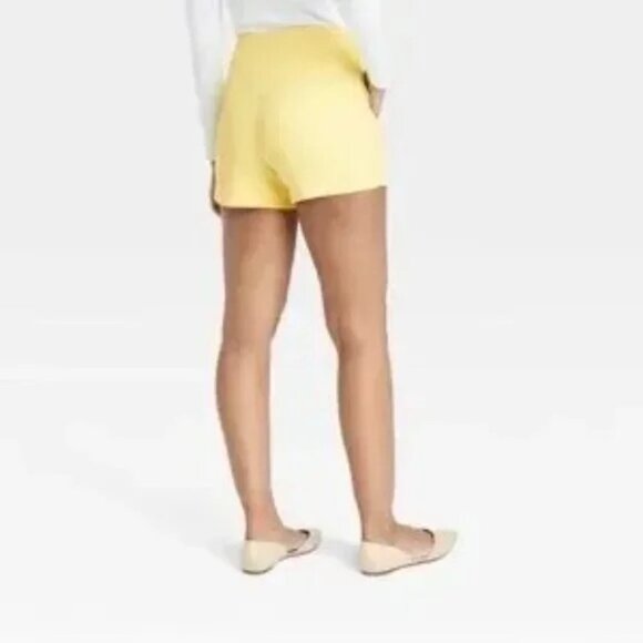 3/$25 a new day Stretch Midi Pleated Shorts 4 Womens High Rise Waist Yellow - Picture 2 of 13